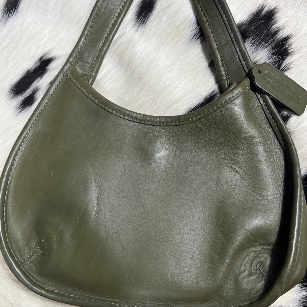 Vintage Coach 9027 Leather Ergo Mini Boho Purse Army Green RARE color